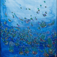 Ve vodě 2015, olej na plátně, 65 x 50 cm